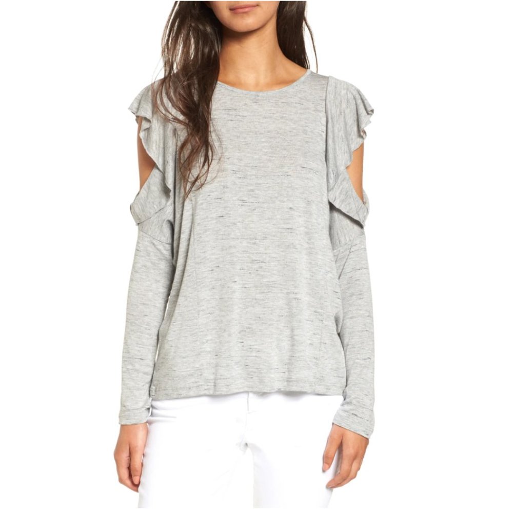 Grey Flutter Shoulder Top - image 1